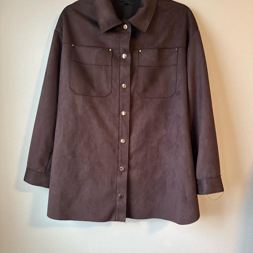 Torrid Faux Suede Brown Shacket - Picture 1 of 6